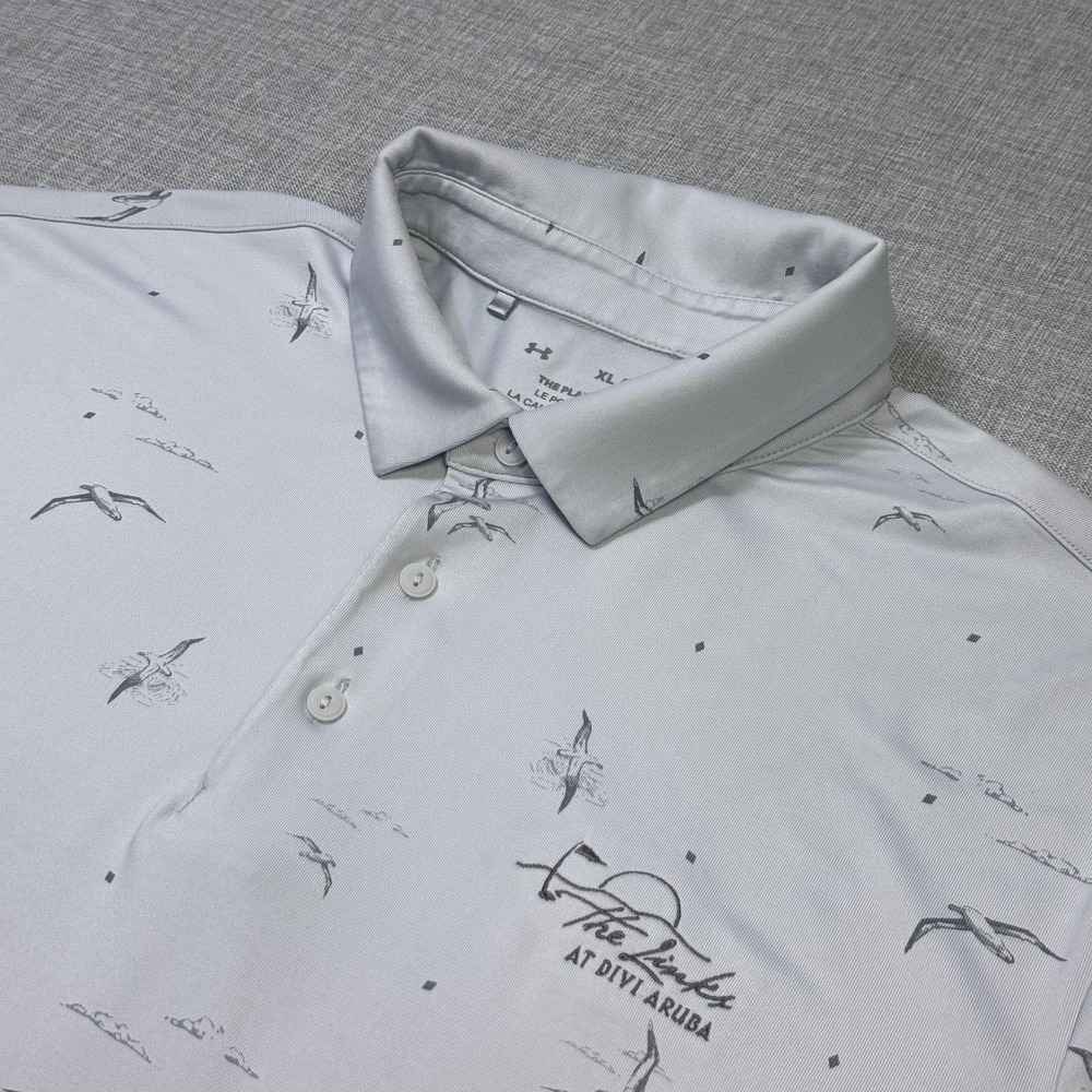Under Armour Playoff Polo Seagull Print Golf Shirt Mens XL Gray Performance